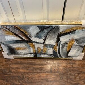 Abstract Gold and Gray Framed Wall Art